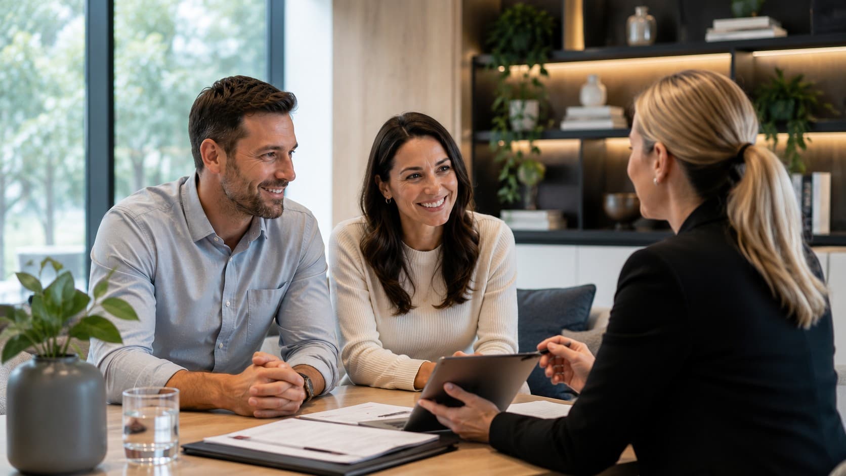 Borrowers reviewing loan options with a finance adviser
